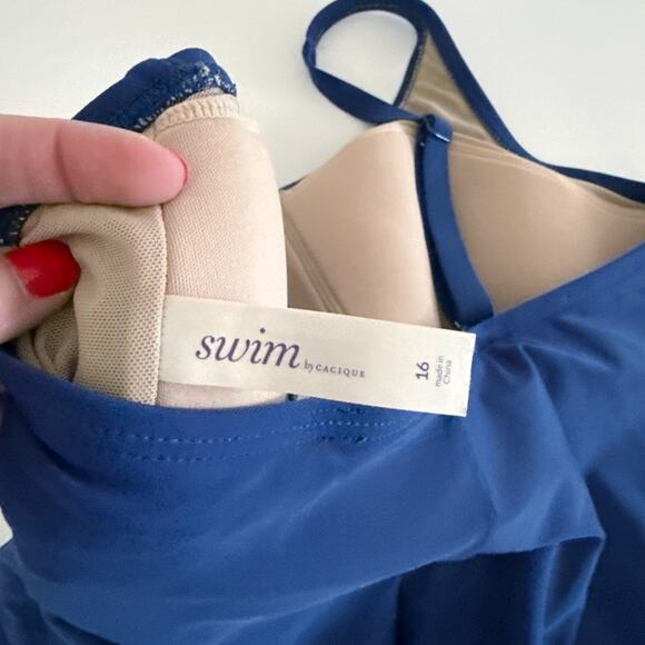 [Lane Bryant] Swim by Cacique Blue Sea You Later One Piece Tank Swimsuit Size 16 - Picture 11 of 12